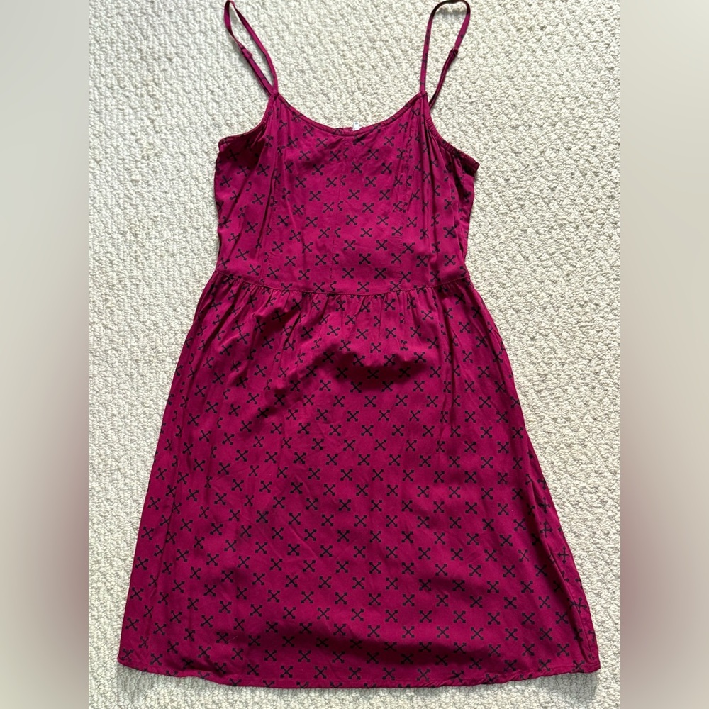 H&M Burgundy Dress with Black Pattern